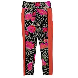 {Rise by LuLaRoe} High Waist Slim Skinny Stretch Workout Leggings Cheetah Floral